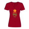 thumbnail image 1 of Inktastic Happy Fall Y'all, Pumpkin, Arrow, Fall, Autumn Women's V-Neck T-Shirt, 1 of 5