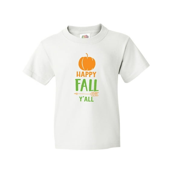 Inktastic Happy Fall Y'all, Pumpkin, Arrow, Fall, Autumn Youth T-Shirt