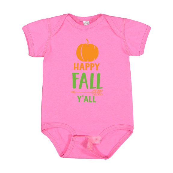 Inktastic Happy Fall Y'all, Pumpkin, Arrow - Orange Green Boys or Girls Baby Bodysuit