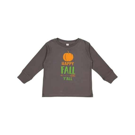 Inktastic Happy Fall Y'all, Pumpkin, Arrow - Orange Green Boys or Girls Long Sleeve Toddler T-Shirt