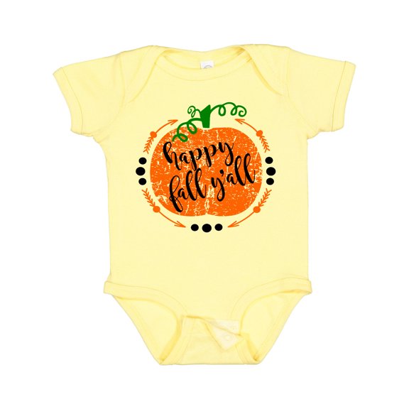 Inktastic Happy Fall Y'all Pumpkin Boys or Girls Baby Bodysuit