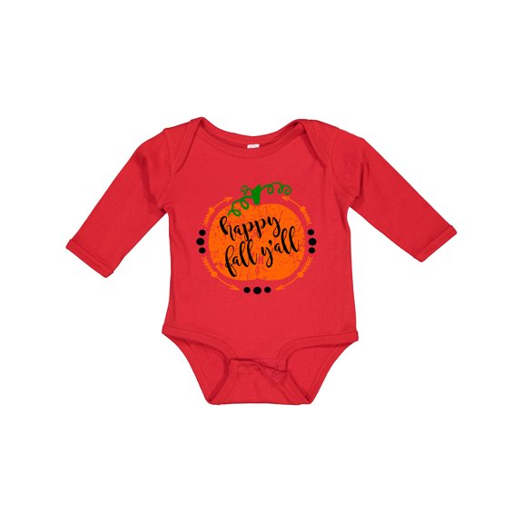 Inktastic Happy Fall Y'all Pumpkin Boys or Girls Long Sleeve Baby Bodysuit