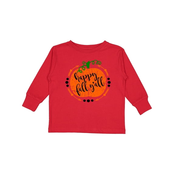 Inktastic Happy Fall Y'all Pumpkin Boys or Girls Long Sleeve Toddler T-Shirt