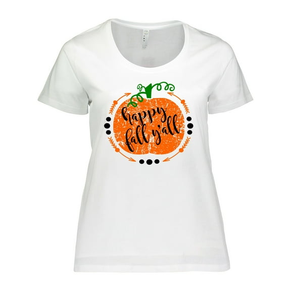 Inktastic Happy Fall Y'all Pumpkin Women's Plus Size T-Shirt