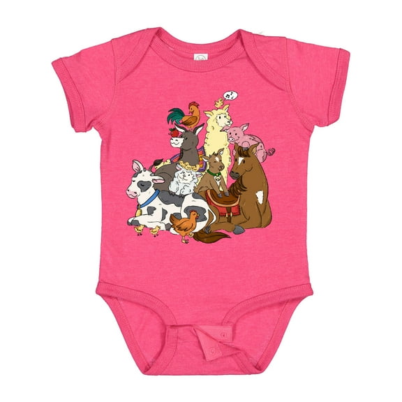 Inktastic Happy Farm Animals Boys or Girls Baby Bodysuit