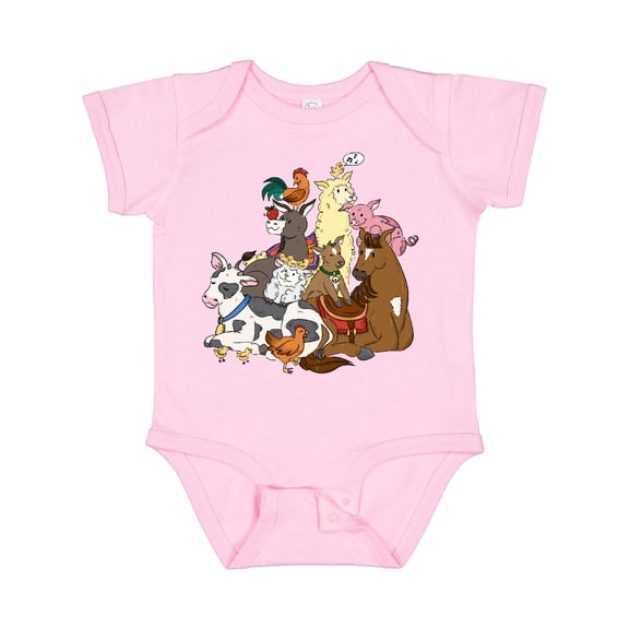 Inktastic Happy Farm Animals Boys or Girls Baby Bodysuit