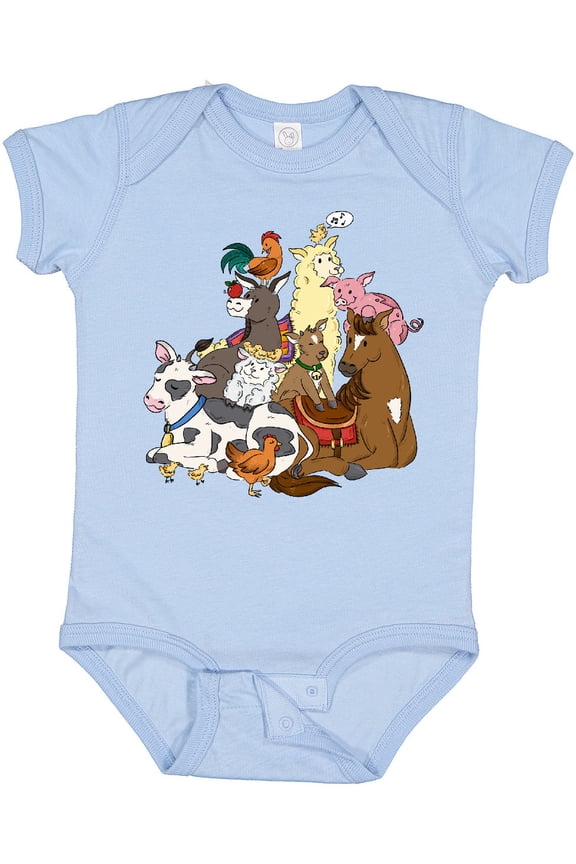 Happy Farm Animals Boys or Girls Baby Bodysuit