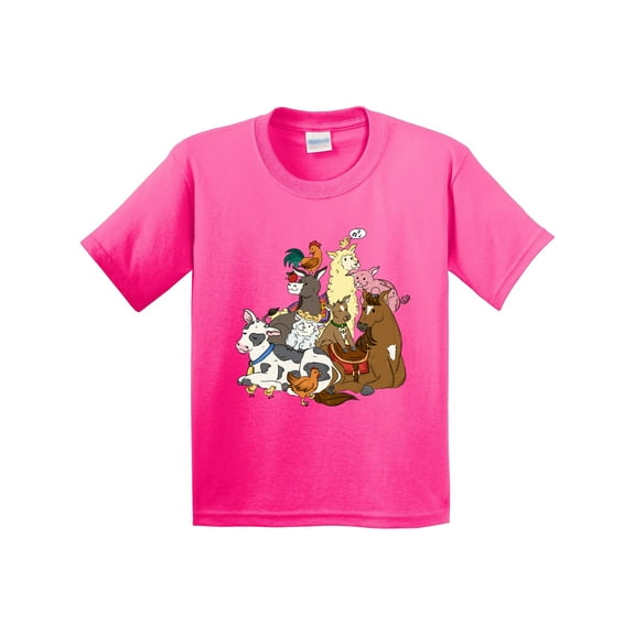 Inktastic Happy Farm Animals Youth T-Shirt