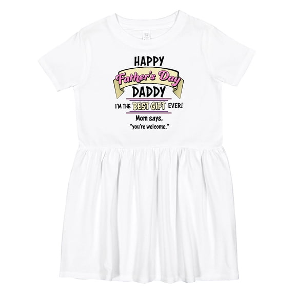 Inktastic Happy Father's Day Best Ever in Pink Girls Toddler Dress