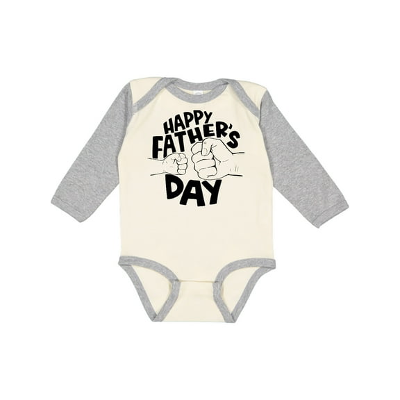 Inktastic Happy Father's Day Parent-Child Fist Bump Boys or Girls Long Sleeve Baby Bodysuit