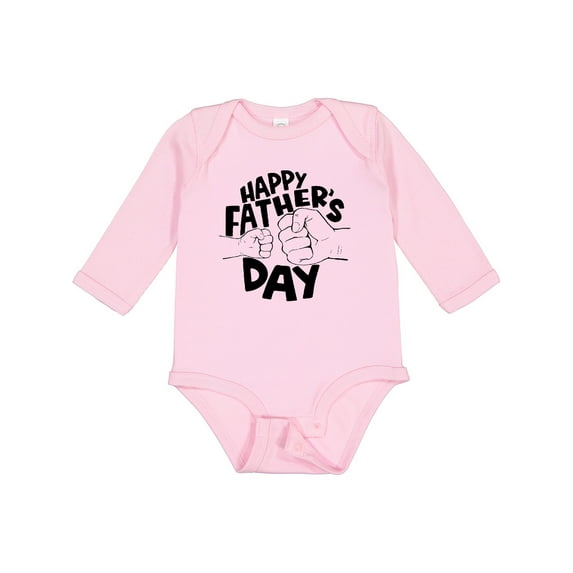 Inktastic Happy Father's Day Parent-Child Fist Bump Boys or Girls Long Sleeve Baby Bodysuit