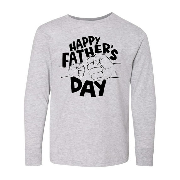 Inktastic Happy Father's Day Parent-Child Fist Bump Long Sleeve Youth T-Shirt