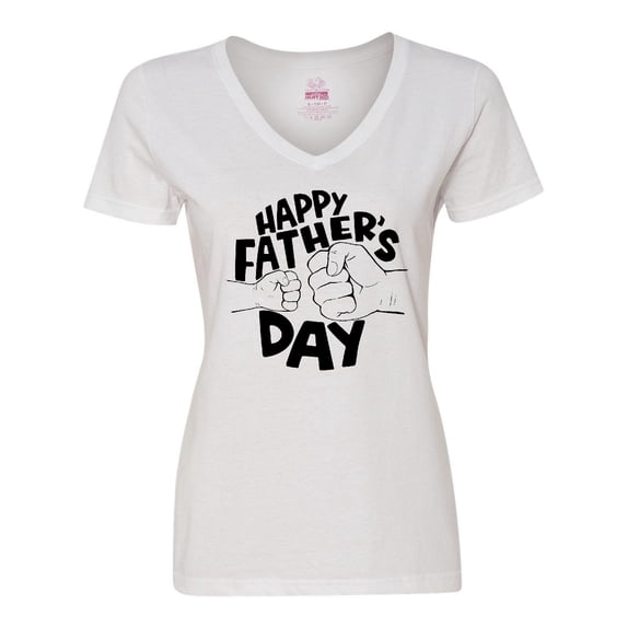 Inktastic Happy Father's Day Parent-Child Fist Bump Women's V-Neck T-Shirt