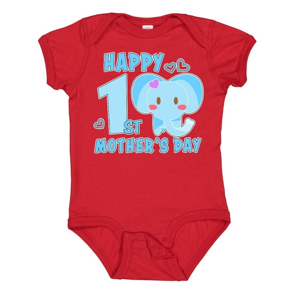 Inktastic Happy First Mothers Day with Elephant Boys or Girls Baby Bodysuit