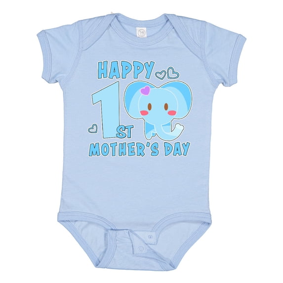 Inktastic Happy First Mothers Day with Elephant Boys or Girls Baby Bodysuit