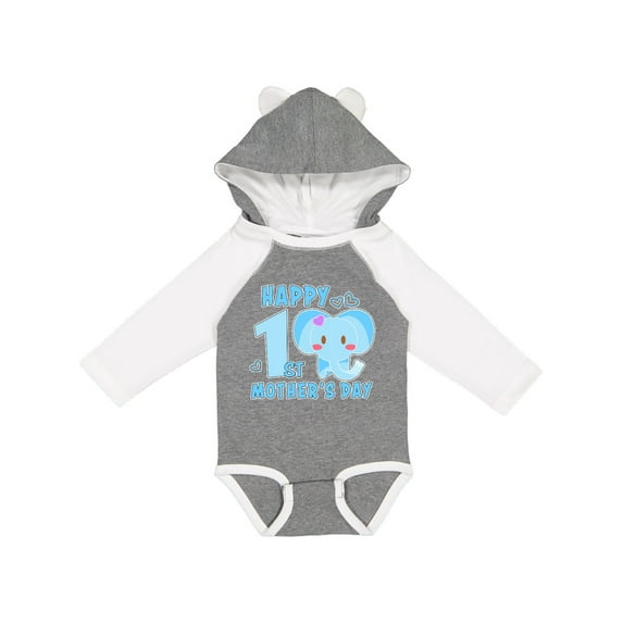 Inktastic Happy First Mothers Day with Elephant Boys or Girls Long Sleeve Baby Bodysuit