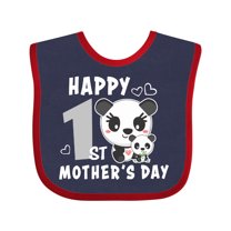 Inktastic Happy First Mothers Day with Panda Bears Boys or Girls Baby Bib