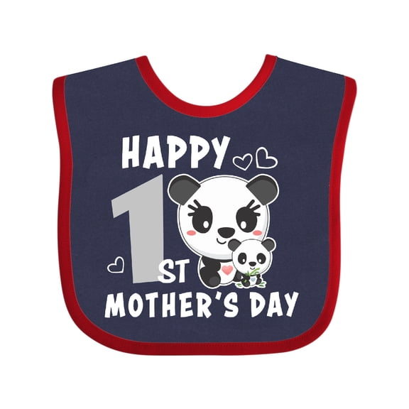 Inktastic Happy First Mothers Day with Panda Bears Boys or Girls Baby Bib