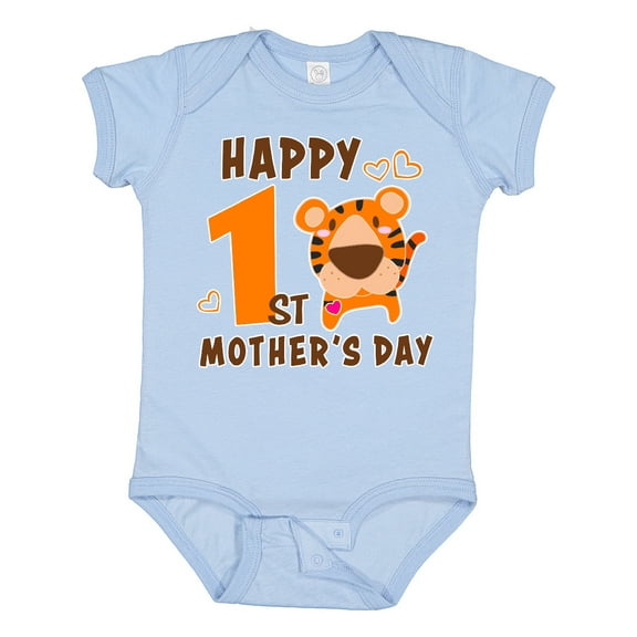 Inktastic Happy First Mothers Day with Tiger Boys or Girls Baby Bodysuit