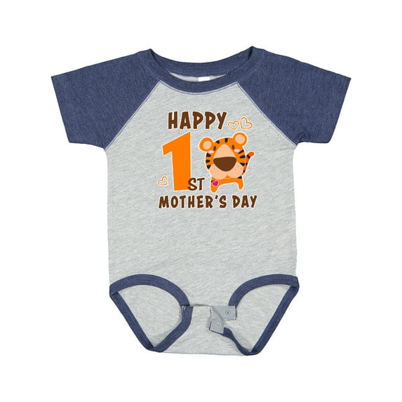 Inktastic Happy First Mothers Day with Tiger Boys or Girls Baby Bodysuit