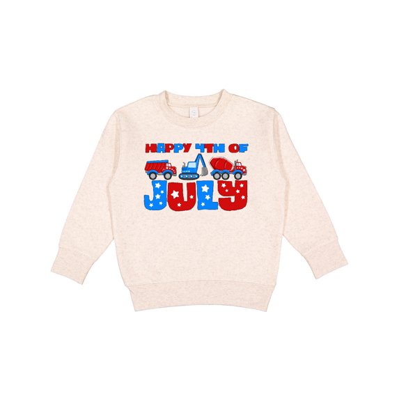 Inktastic Happy Fourth of July Construction Vehicles and Stars Toddler Sweatshirt