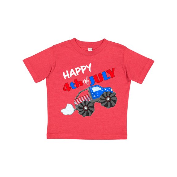 Inktastic Happy Fourth of July Monster Truck Boys or Girls Toddler T-Shirt