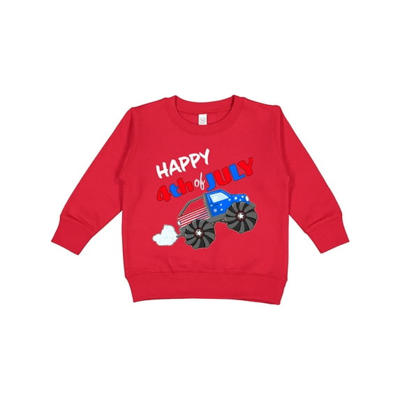 Inktastic Happy Fourth of July Monster Truck Toddler Sweatshirt