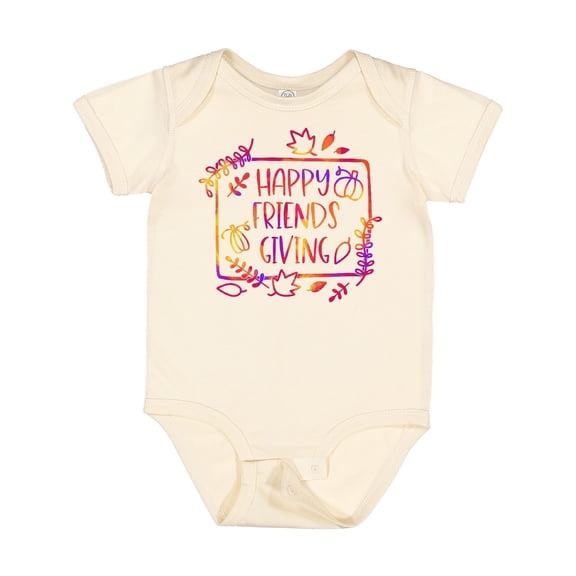Inktastic Happy Friendsgiving with Leaves and Pumpkins Boys or Girls Baby Bodysuit
