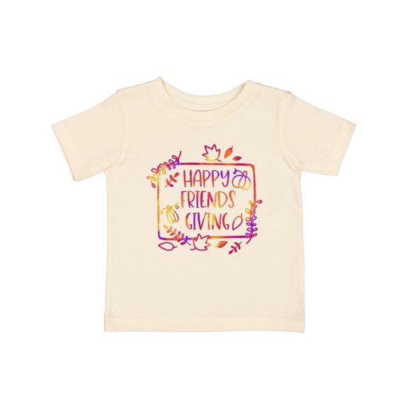 Inktastic Happy Friendsgiving with Leaves and Pumpkins Boys or Girls Baby T-Shirt