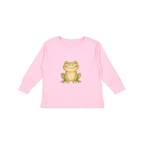 Inktastic Happy Green Frog Boys or Girls Long Sleeve Toddler T-Shirt