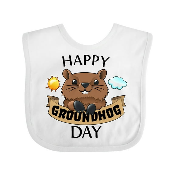 Inktastic Happy Groundhog Day Cute Boys or Girls Baby Bib