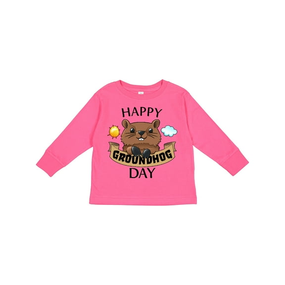 Inktastic Happy Groundhog Day Cute Boys or Girls Long Sleeve Toddler T-Shirt