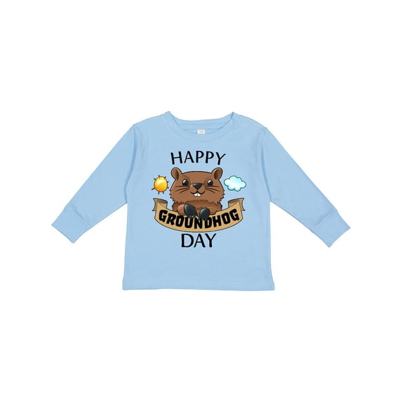 Inktastic Happy Groundhog Day Cute Boys or Girls Long Sleeve Toddler T-Shirt