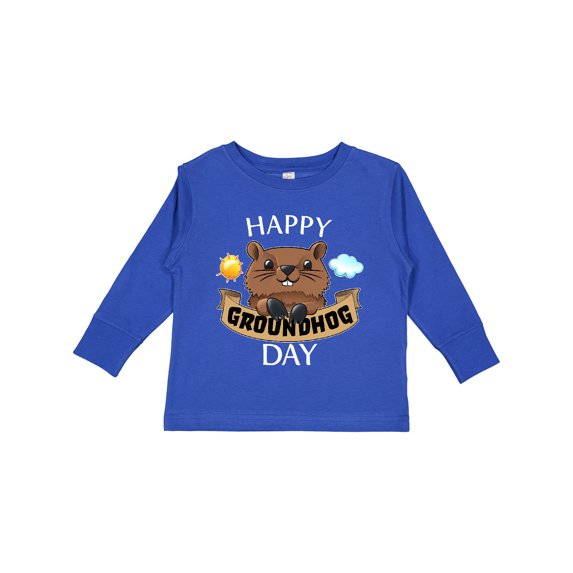 Inktastic Happy Groundhog Day Cute Boys or Girls Long Sleeve Toddler T-Shirt