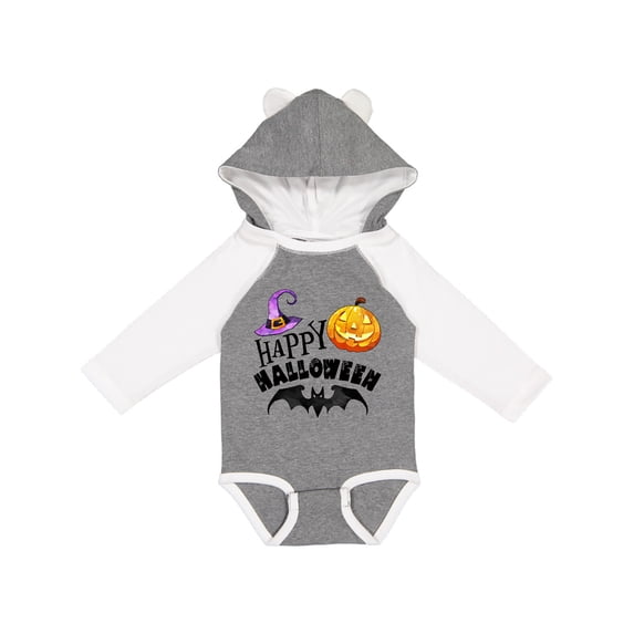 Inktastic Happy Halloween Bat, Witch Hat, Jack O Lantern Boys or Girls Long Sleeve Baby Bodysuit