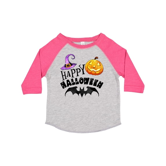 Inktastic Happy Halloween Bat, Witch Hat, Jack O Lantern Boys or Girls Toddler T-Shirt