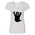 thumbnail image 1 of Inktastic Happy Halloween Cute Ghost Women's V-Neck T-Shirt, 1 of 5