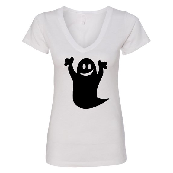 Inktastic Happy Halloween Cute Ghost Women's V-Neck T-Shirt