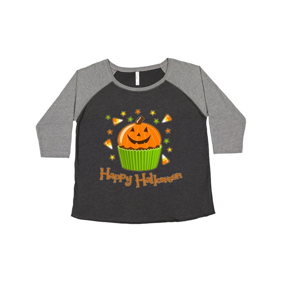 Inktastic Happy Halloween Cute Pumpkin Cupcake Women's Plus Size T-Shirt