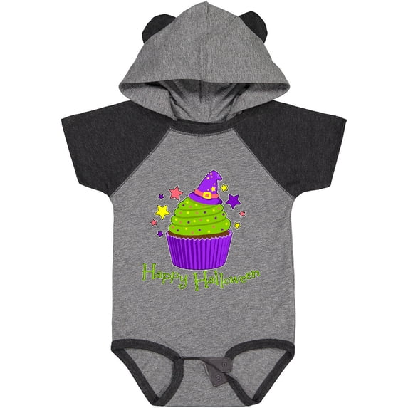 Inktastic Happy Halloween- Cute Witch Hat Cupcake Boys or Girls Baby Bodysuit