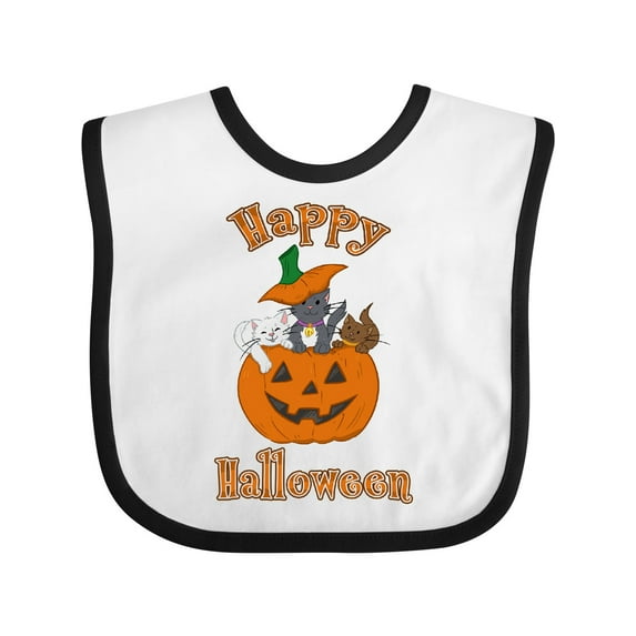 Inktastic Happy Halloween Kittens in Pumpkin Boys or Girls Baby Bib