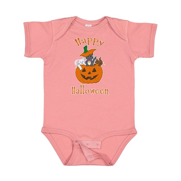 Inktastic Happy Halloween Kittens in Pumpkin Boys or Girls Baby Bodysuit