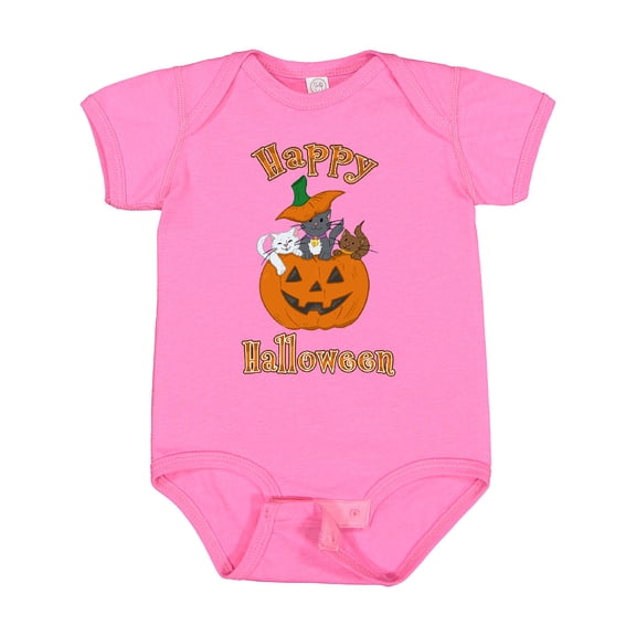 Inktastic Happy Halloween Kittens in Pumpkin Boys or Girls Baby Bodysuit