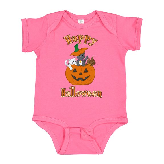 Inktastic Happy Halloween Kittens in Pumpkin Boys or Girls Baby Bodysuit