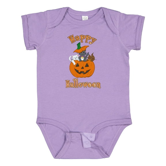 Inktastic Happy Halloween Kittens in Pumpkin Boys or Girls Baby Bodysuit
