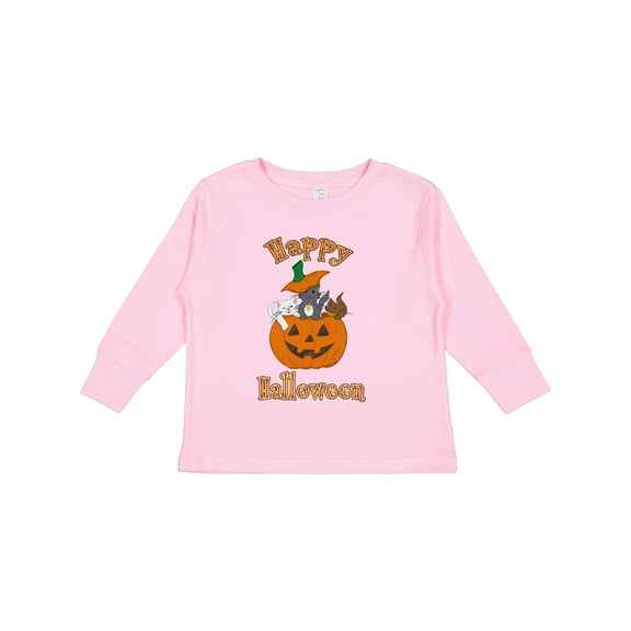 Inktastic Happy Halloween Kittens in Pumpkin Boys or Girls Long Sleeve Toddler T-Shirt