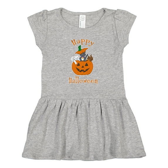 Inktastic Happy Halloween Kittens in Pumpkin Girls Toddler Dress