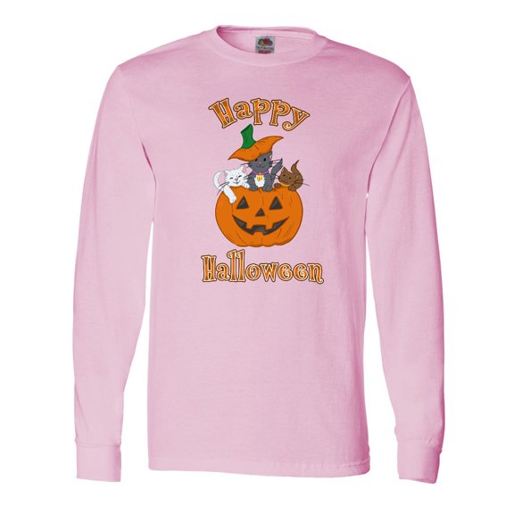 Inktastic Happy Halloween Kittens in Pumpkin Long Sleeve T-Shirt