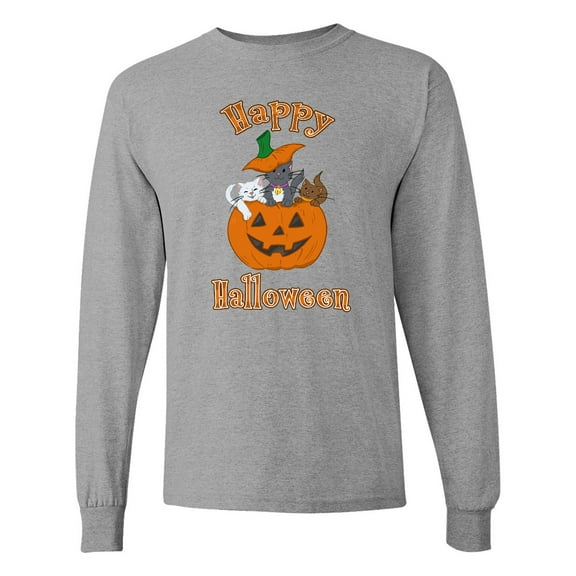 Inktastic Happy Halloween Kittens in Pumpkin Long Sleeve T-Shirt