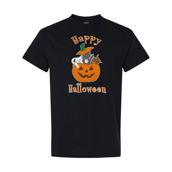 Inktastic Happy Halloween Kittens in Pumpkin T-Shirt